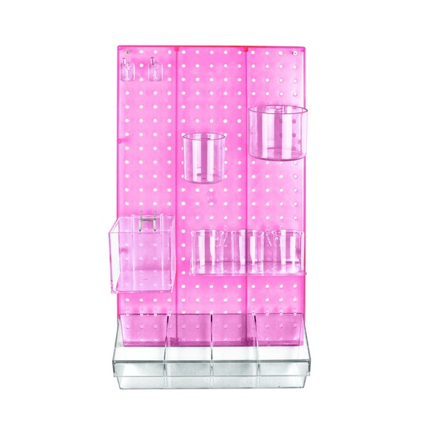 12-Piece Pink Pegboard Organizer Kit with 1 Panel and Accessory